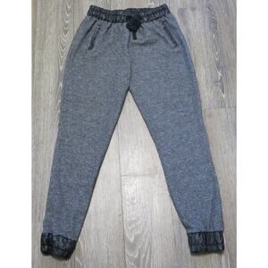 CHOCOLATE USA Joggers Faux Leather Trim Size M Women Sweat Pants Gray/Black